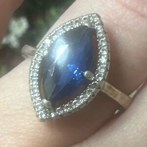 Tanzanite Sapphire Genuine Blue Aura Ring – .925 Sterling Silver – Size 5.5 ✨